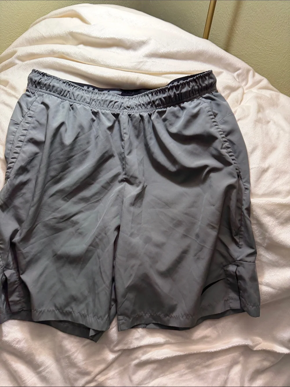 Nike Men's Gray Athletic Shorts with Elastic Waist